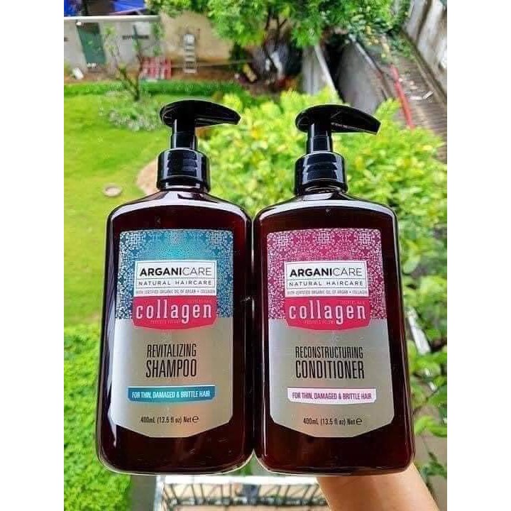Bộ dầu gội xả cho tóc hư tổn ARGANICARE Collagen Pháp