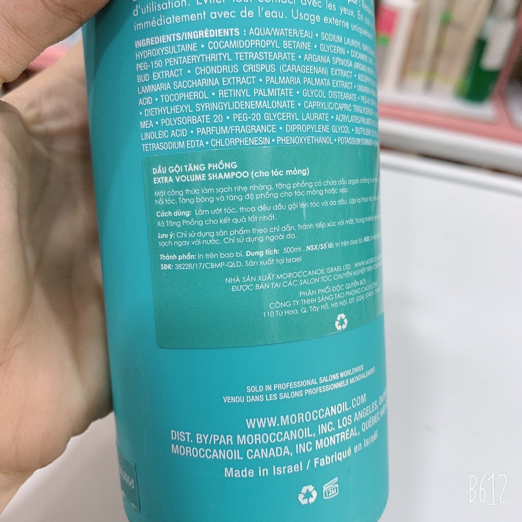 Dầu Gội Xả Tăng Phồng Tóc Moroccanoil Volume 500ML*2 (hàng chính hãng)