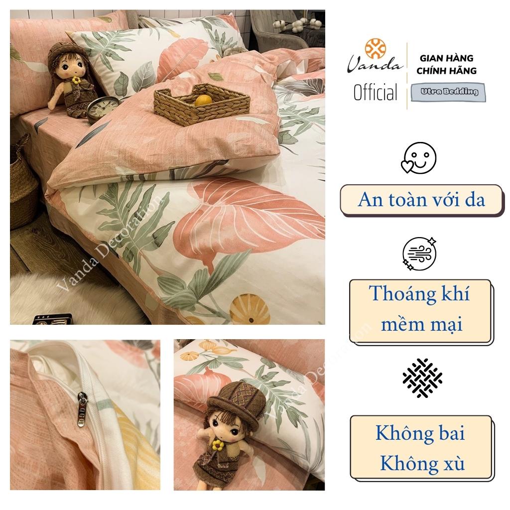 Bộ chăn ga gối Cotton Poly Vanda nhập khẩu họa tiết sang trọng trẻ trung Miễn Phí bo chun drap giường