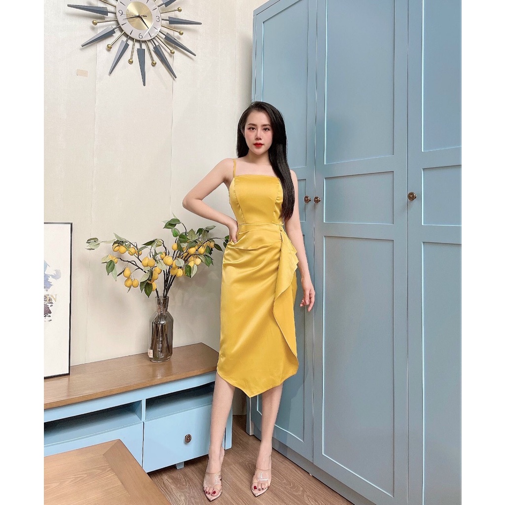 Đầm body lụa 2 dây thiết kế dự tiệc sang trọng cực chảnh có mút ngực