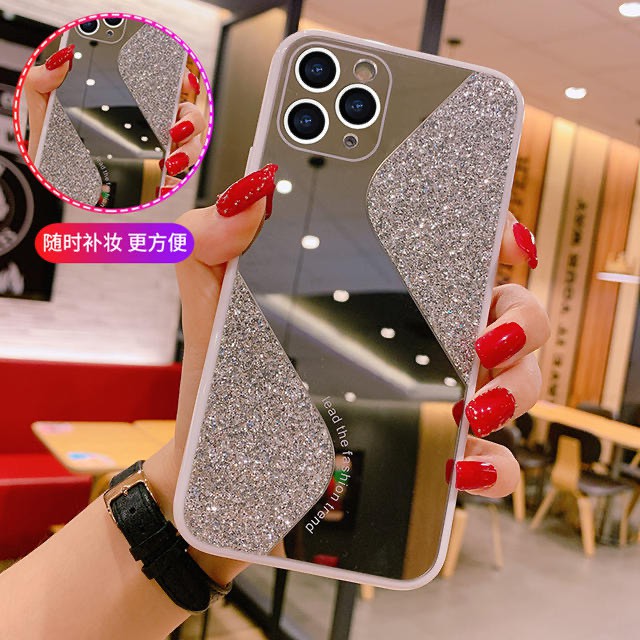 ỐP IPHONE MẶT KÍNH TRÁNG GƯƠNG PHỐI KIM TUYẾN full case 6/6s/6plus/7/8/7plus/8plus/x/xs/xsmax/11/11promax - h case