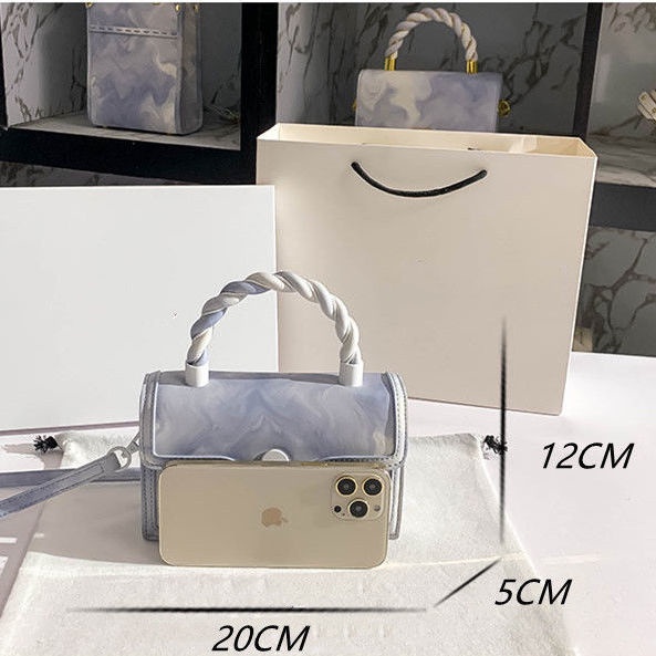 Túi Đeo Chéo Hình Vuông Nhỏ Màu Xanh Dương Thời Trang Mùa Xuân 2022 Dễ Phối Đồ Cao Cấp Cho Nữ