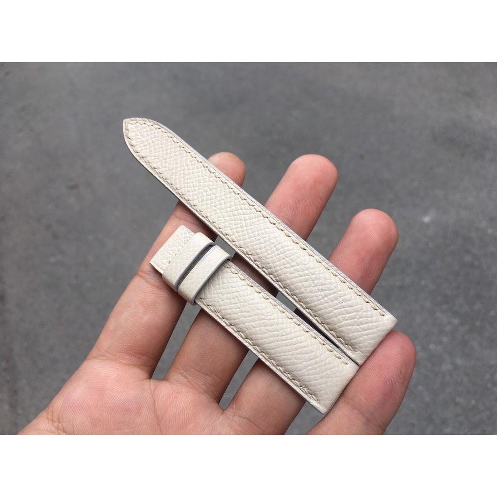 Dây Đồng Hồ Da Bò Epsom Cao Cấp Chống Bám Bụi Màu Kem