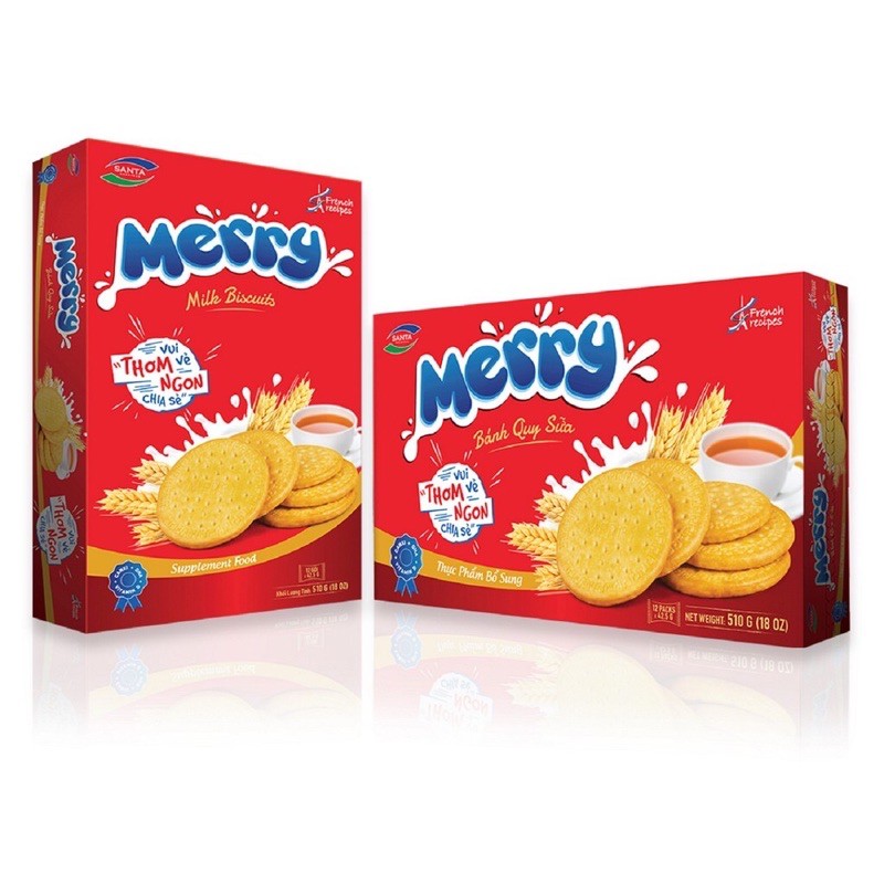 Bánh quy sữa Merry 510g _Santa