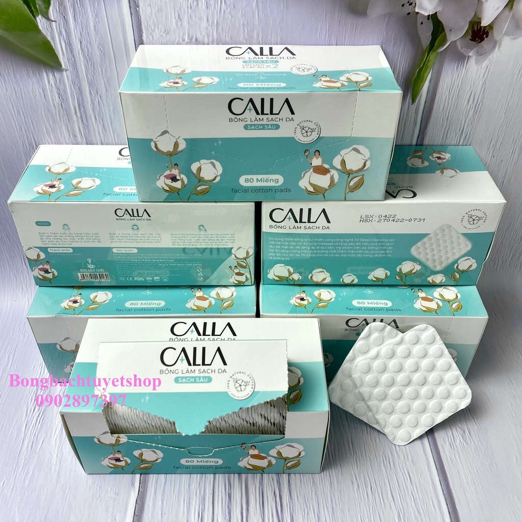 Bông tẩy trang CALLA gói 80 miếng - Bông tẩy trang Merilynn Bông bạch Tuyết