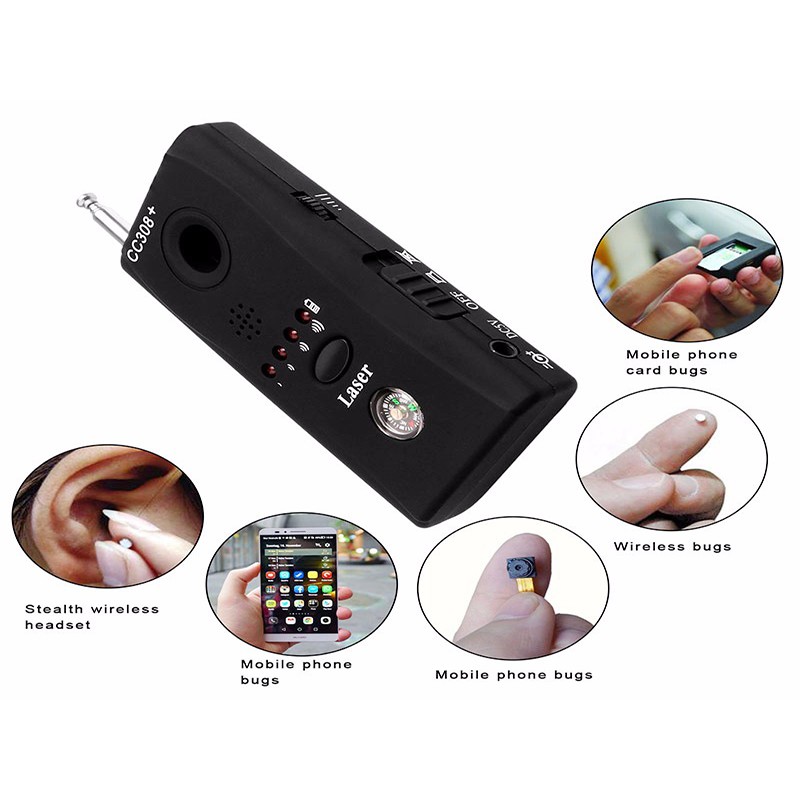 Máy phát hiện nghe lén, camera theo dõi CC308+