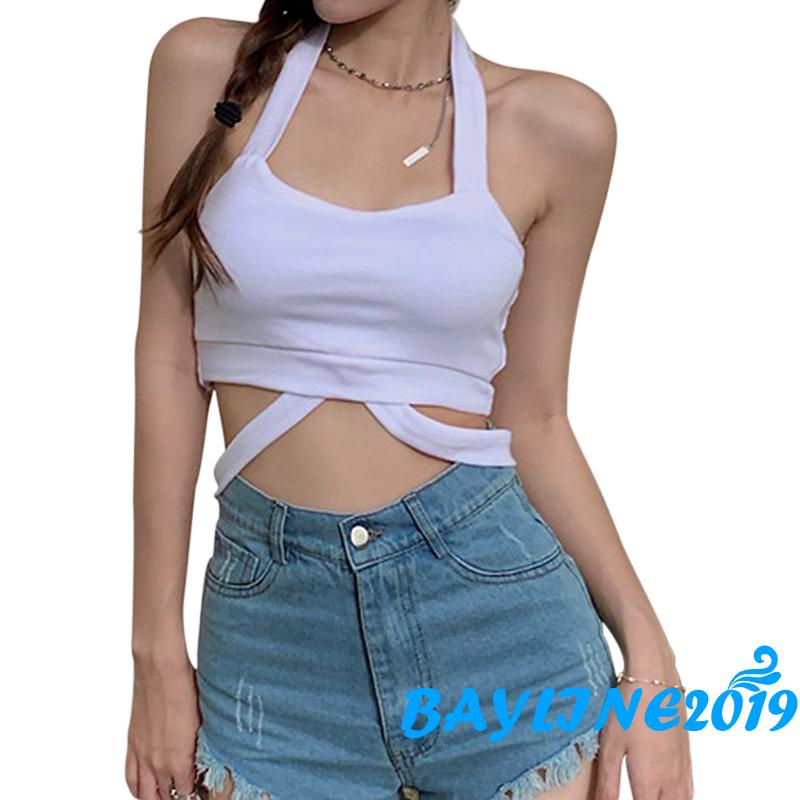 Áo Croptop Dệt Kim Hai Dây Màu Sắc Thời Trang Mùa Hè Cho Nữ
