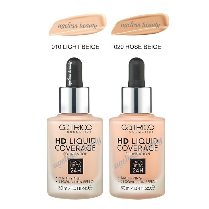 Kem nền CATRICE HD Liquid Coverage 30ml dành cho da hh dầu, dầu mỏng nhẹ, che phủ vừa phải kiềm dầu