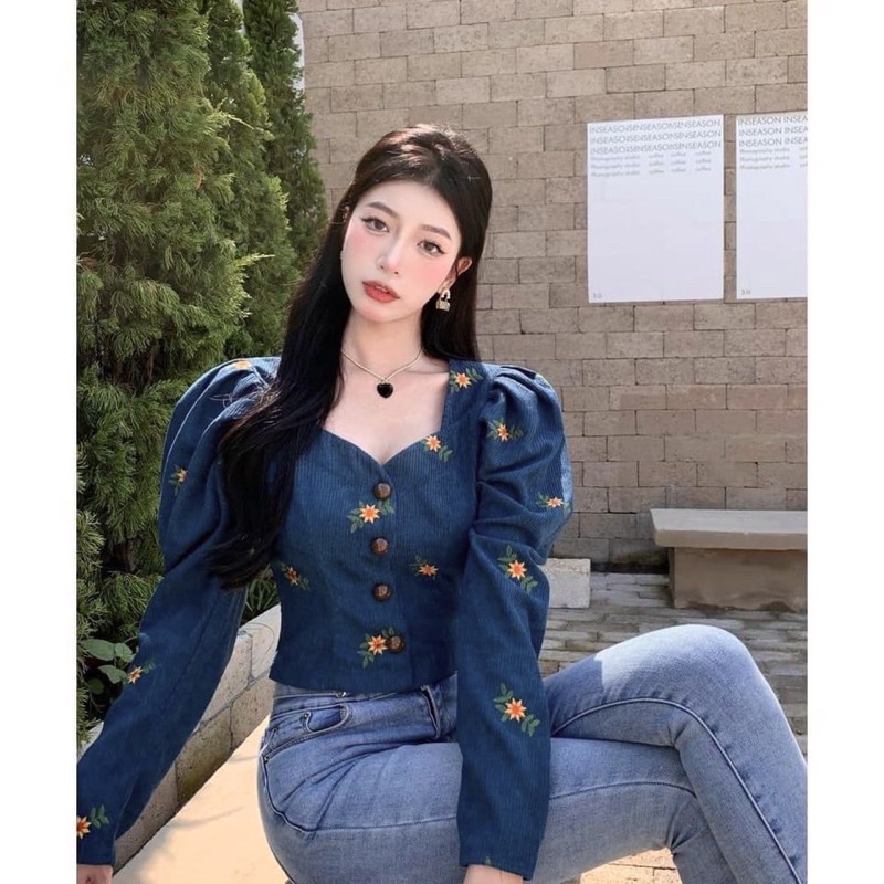 Áo Nhung điểm hoa