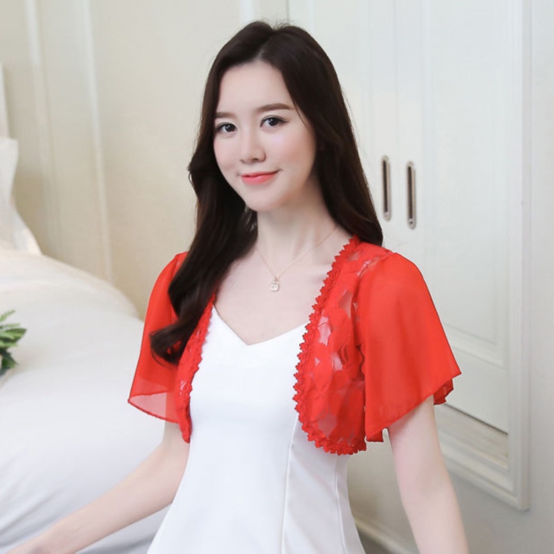 Áo Khoác Voan Cardigan Phối Ren Xinh Xắn Dễ Phối Đồ