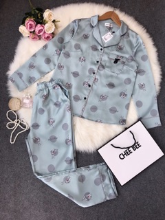 Bộ mặc nhà pyjama lụa thỏ