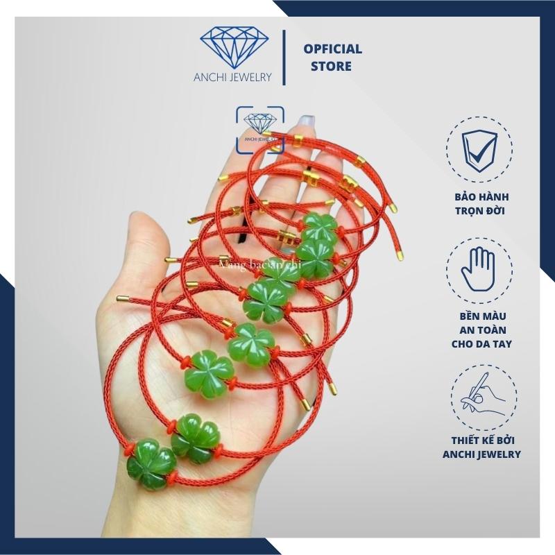 Vòng tay cỏ 4 lá ngọc xanh may mắn, Anchi jewelry