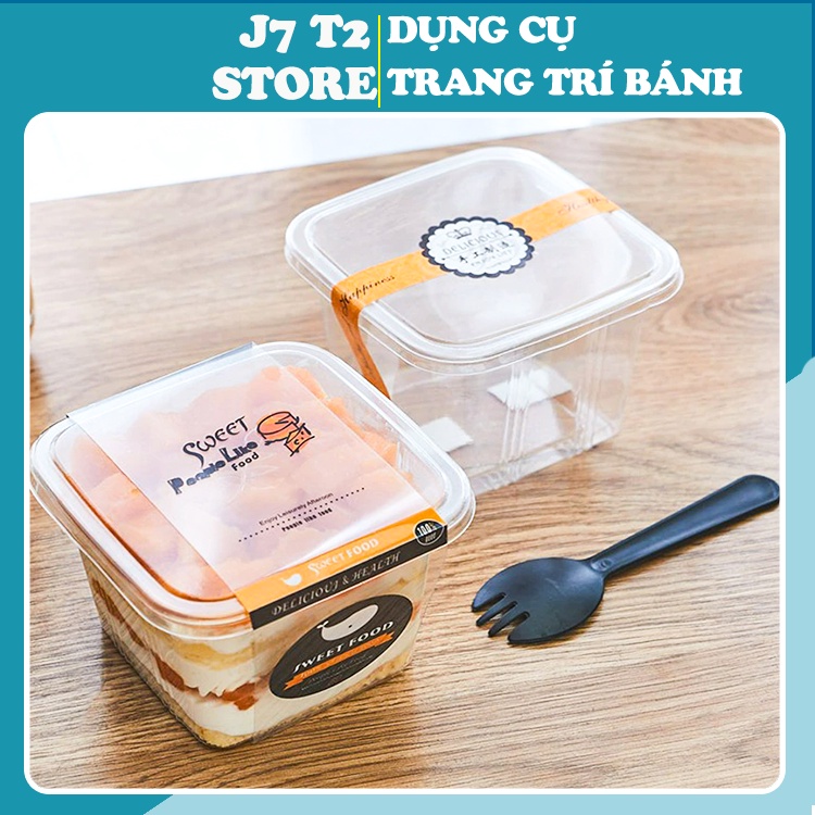Hộp nhựa cao cấp hình vuông J7 STORE _T2 đựng bánh có nắp đậy J7ST2000019