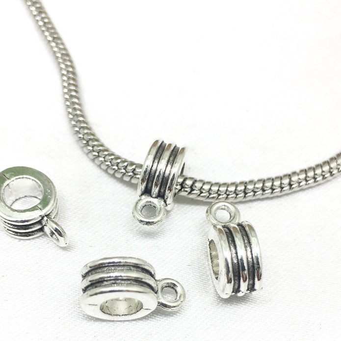 Set 10 móc khóa kim loại màu bạc phong cách Tây Tạng dùng làm trang sức