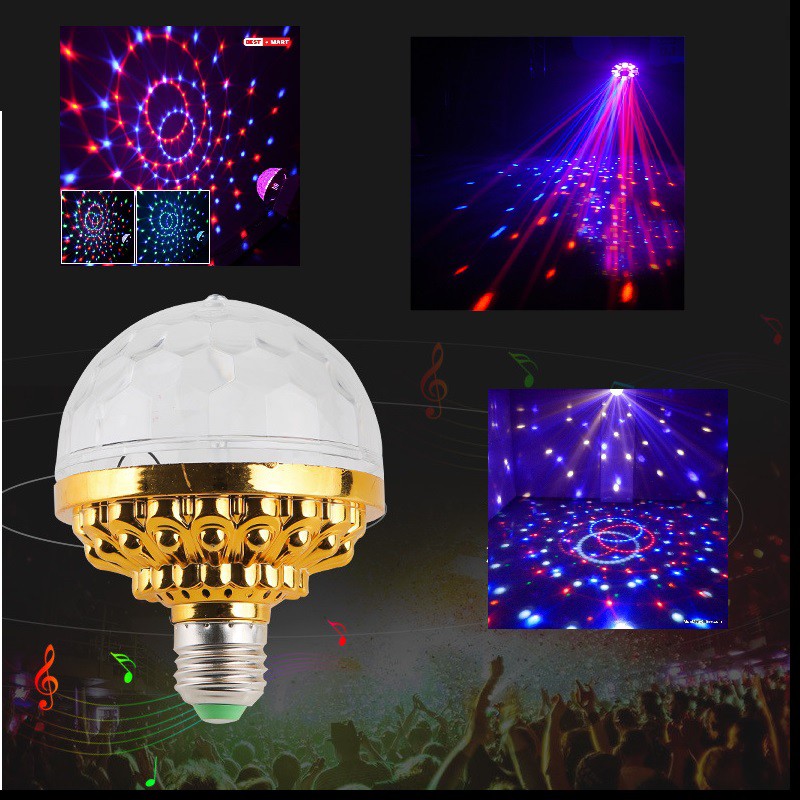 Đèn LED sân khấu mini gia đình chớp 7 màu hiệu ứng nhấp nháy xoay 360 độ cao cấp