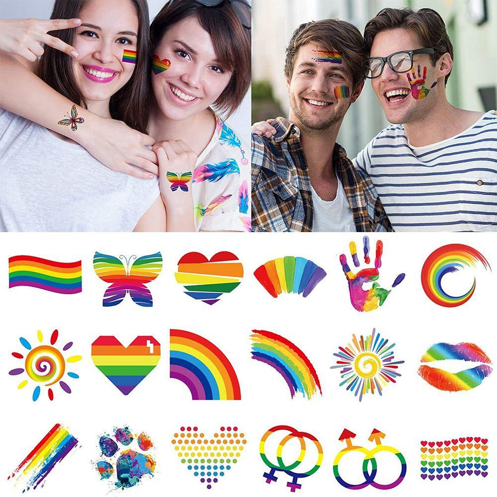 OSIER1 12PCS Rainbow Temporary Tattoo Beauty &amp; Health Butterfly Pride Festivals Facial Stickers