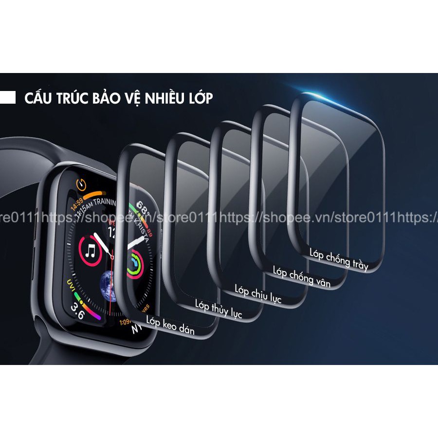 Kính cường lực toàn màn hình cho đồng hồ thông minh Apple Watch Series 5 4 3 2 1