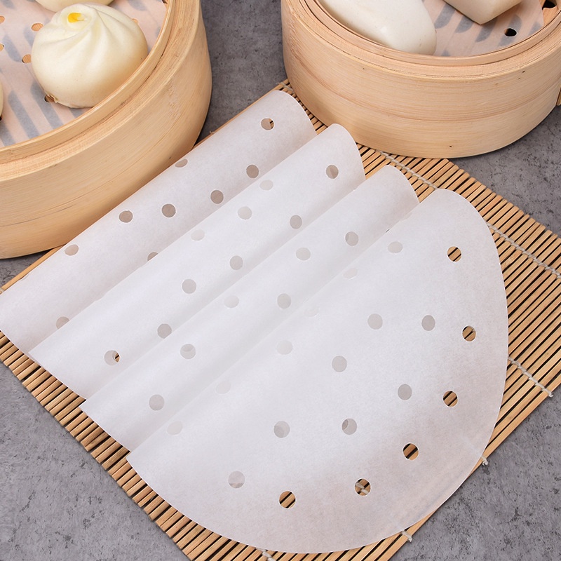 &lt;Video Review&gt; Sỉ Set 100 Tờ Giấy Nến Đục Lỗ Size 21cm Giấy Nến Lót Xửng Hấp Lót Nồi Chiên Không Dầu Hấp Bánh Bao U163