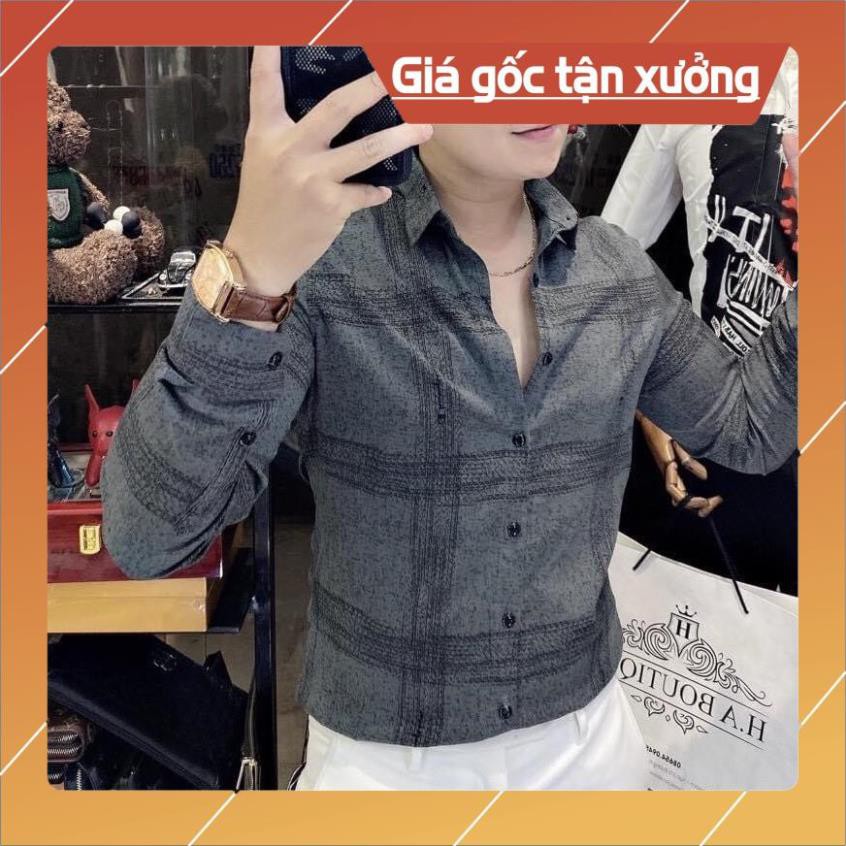 - Áo sơ mi nam lụa phối viền sọc 1992 Boutique cao cấp SM61