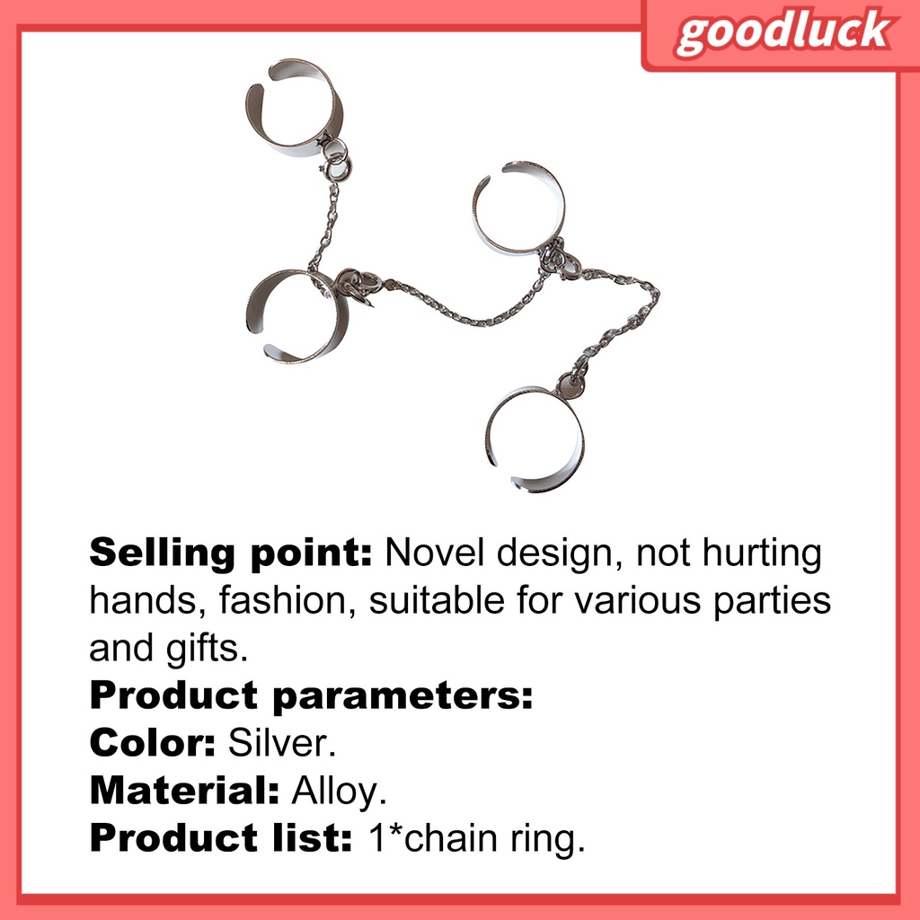 Nhẫn phối dây mắt xích nối phong cách Punk sành điệu cá tính