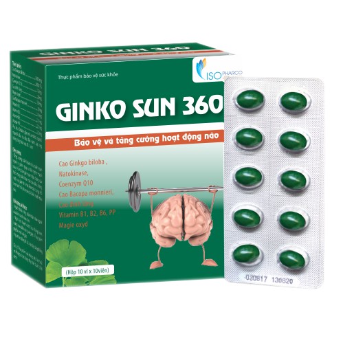 GINKO SUN 360 – Hỗ trợ hoạt huyết dưỡng não, giảm nguy cơ tai biến