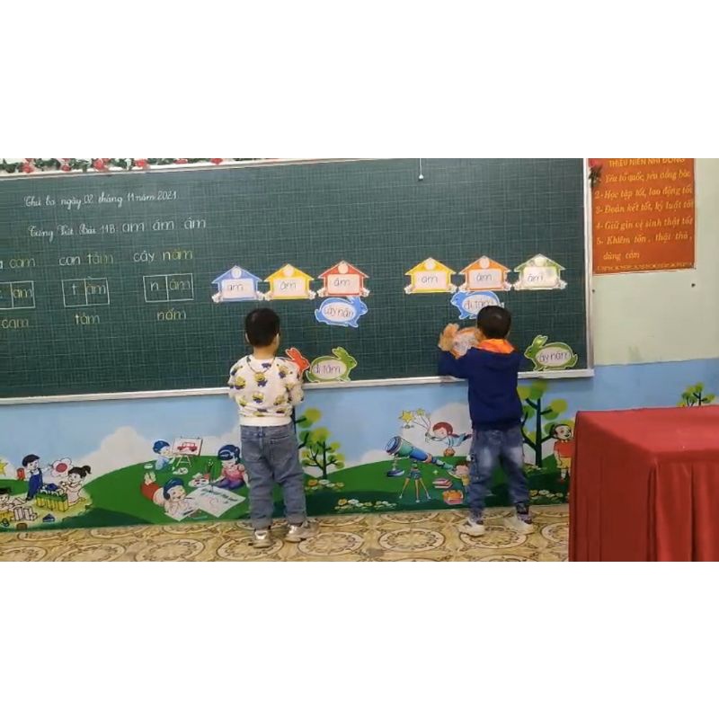 Bộ trò chơi tìm nhà cho thỏ ( 1 cặp gồm 1 nhà+1 thỏ) ép plastic sẵn nam châm gắn bảng từ