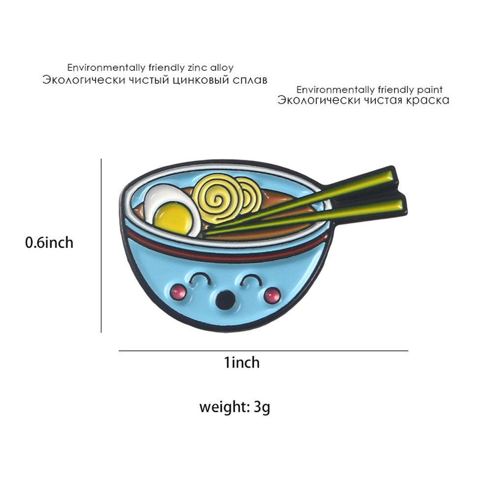 QQMALL Huy Hiệu Cài Áo Hình Mì Tonkotsu Ramen Hoạt Hình Tráng Men Bằng Hợp Kim Trang Trí Túi Xách Nữ