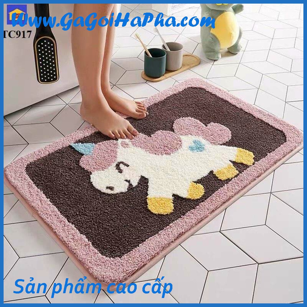 Thảm lau chân lông cừu 3D chống trượt cao cấp, tấm/ miếng chùi chân siêu thấm, hút nước, nhà bếp