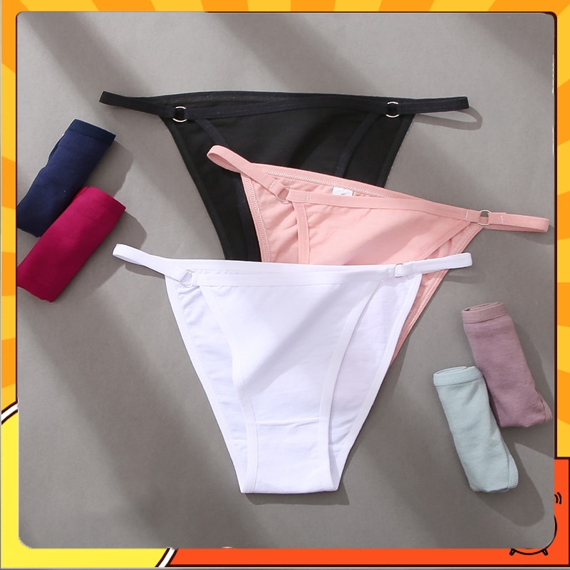 Quần lót cotton eo thấp phối khóa kim loại cỡ lớn M-2XL gợi cảm cho nữ