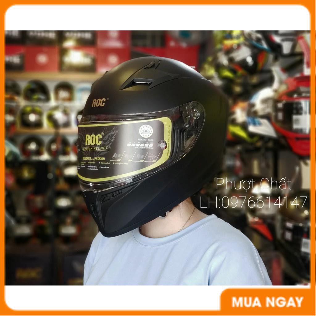 Giá Tận Kho - Nón bảo hiểm fullface Roc r01 màu đen nhám siêu đẹp