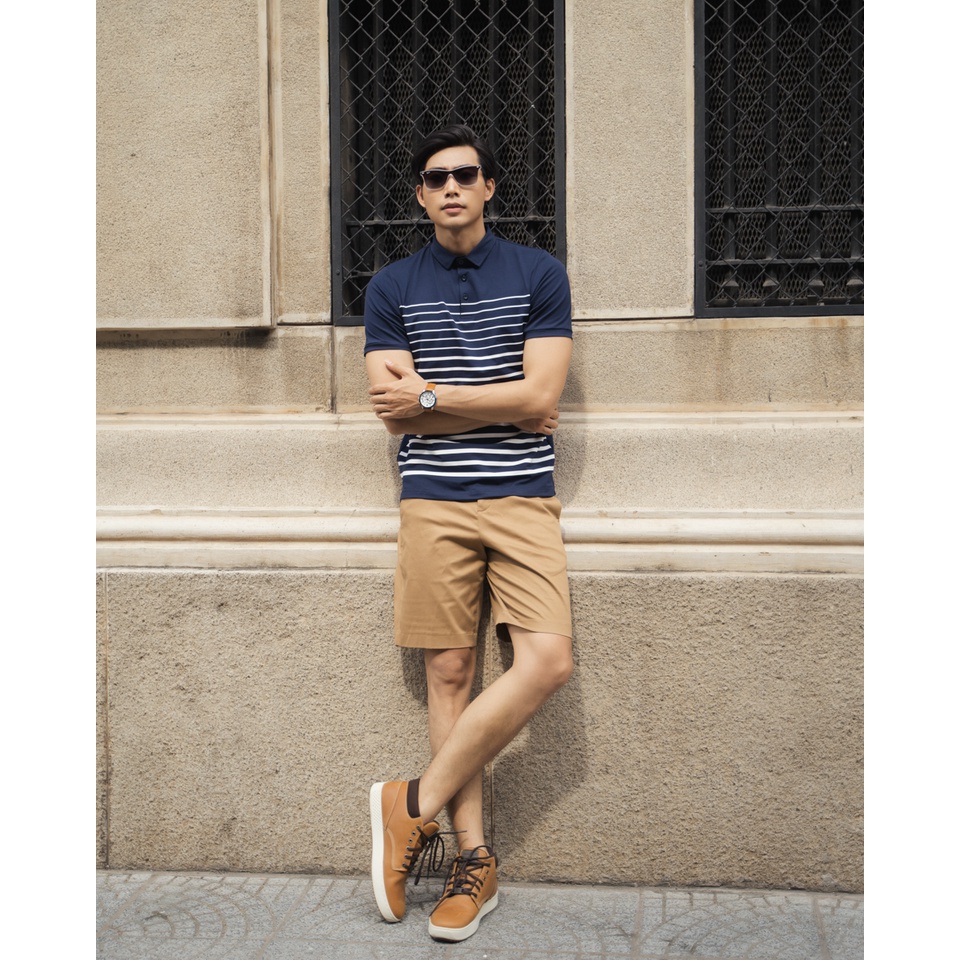 Áo thun nam có cổ F2 Fashion &amp; Freedom TC246 XANH ĐEN TRẮNG