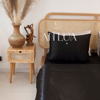 Bộ chăn drap 5 món An Lụa - Đen - vải lụa mịn mát và thân thiện cho da