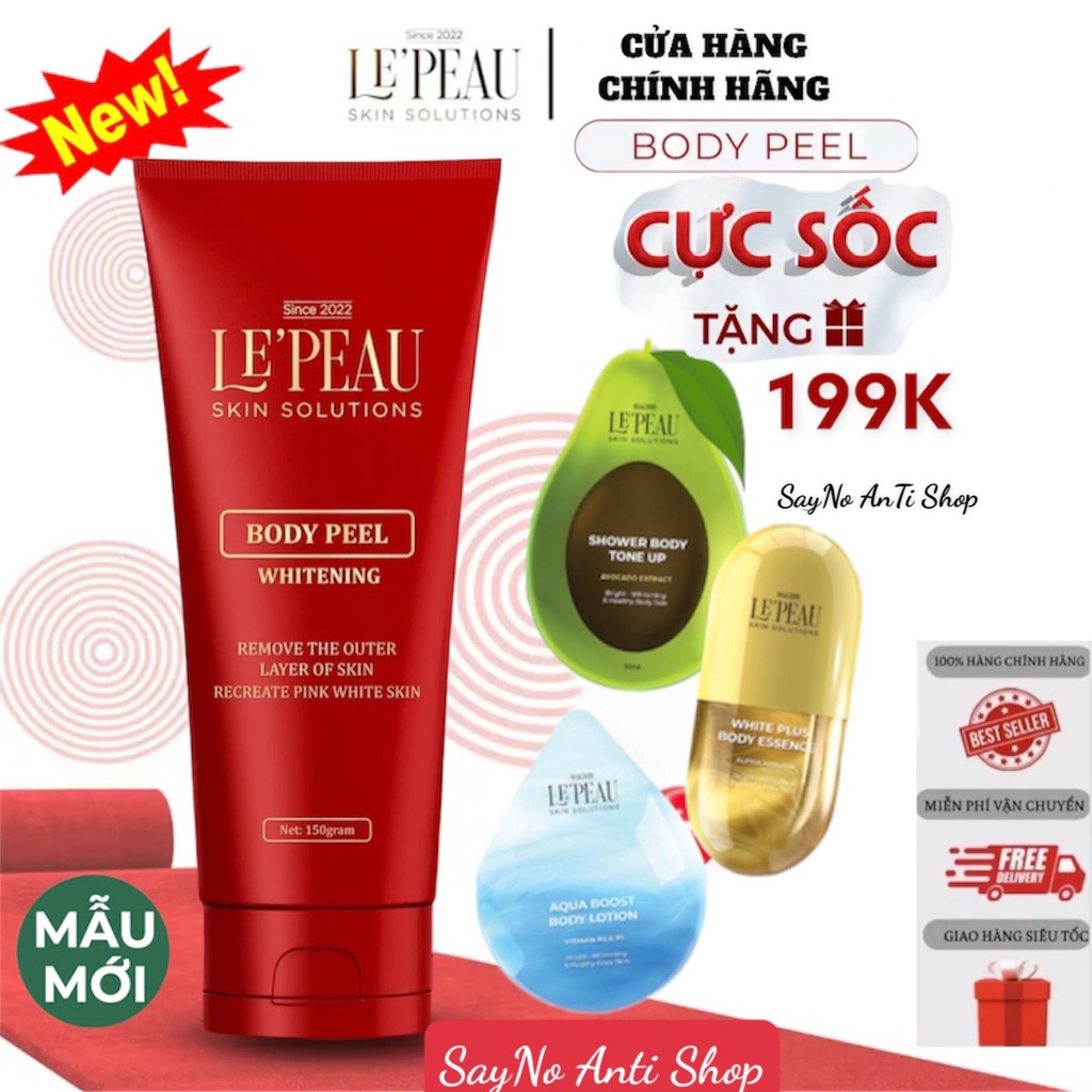 Peel nách Le Peau Retinol, peel da body Lepeau trắng da mờ thâm sau 7 ngày,loại bỏ tế bào chết cơ thể 150ml