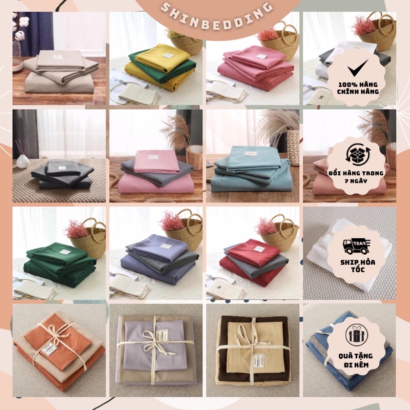 Set Chăn Ga Cotton TC Nhật Đủ Size - Đủ Màu Dày Dặn Thoáng Mát Hàng Chuẩn Loại I (Shinbedding_store)