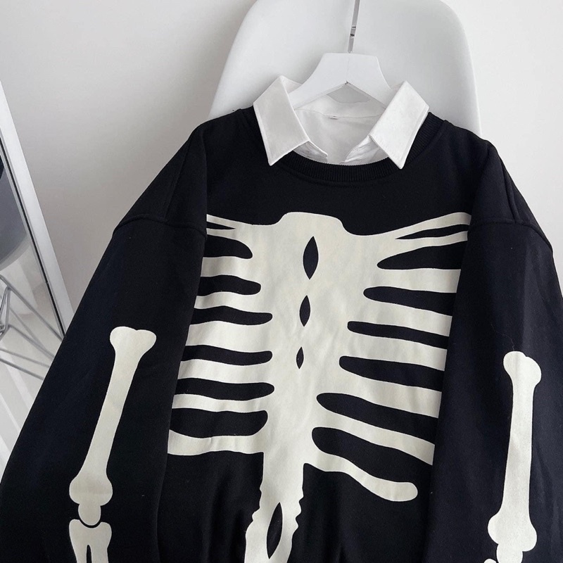 (sẵn) Áo sweater nỉ form rộng hình Người unisex (nam nữ mặc được)