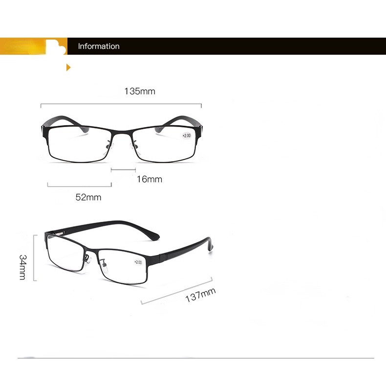 Kính đọc sách gọng kim loại TR90 chất lượng cao cho nam