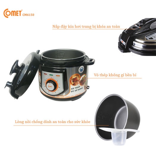 Nồi Áp Suất Điện Cao Cấp Comet Ruột Nồi Whitford An Toàn Sức Khỏe
