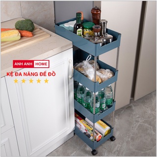 Kệ Đựng Đồ Đa Năng Thông Minh Size lớn 3/4 Tầng Có Bánh Xe Có Thể Tháo Rời Cho Nhà Bếp ANHANHHOME