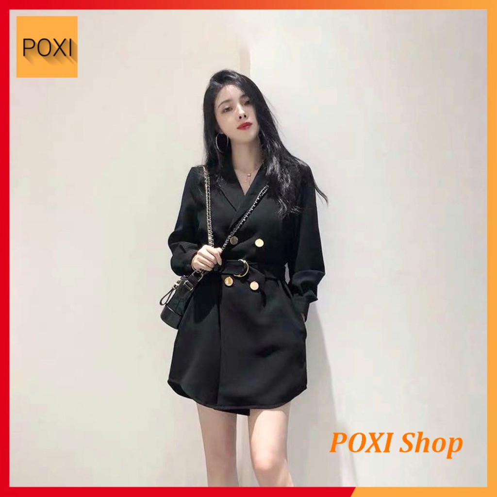 [ẢNH THẬT] Đầm Vest 4 Nút + Betl (ĐEN)