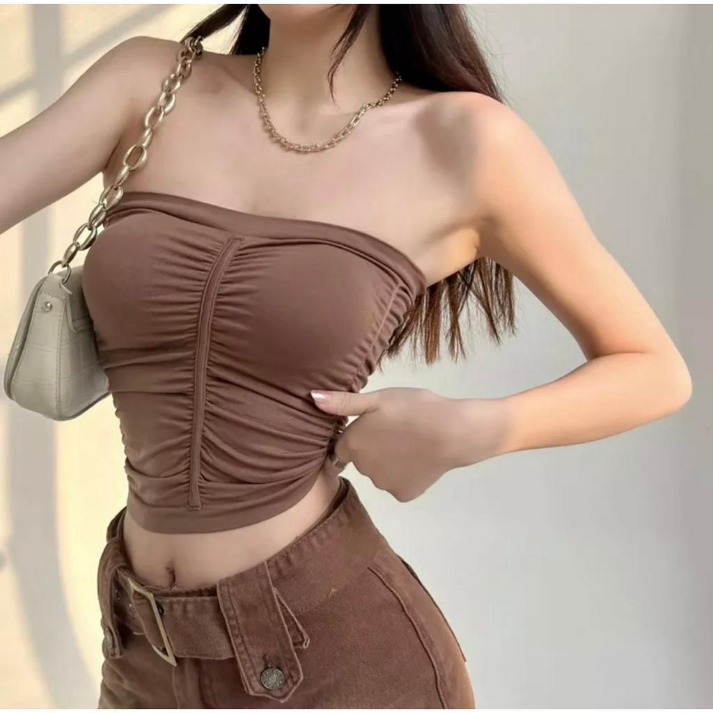 Áo Bra Quây Nhún Không Dây Cúp Có Đệm Ngực Tone Màu Siêu Tây Mã 1886