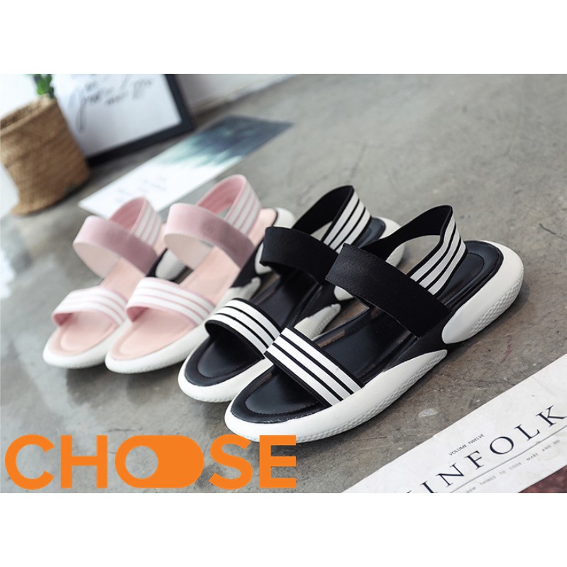 Giày Sandal Nữ Choose Phối Sọc Màu Đế Thể Thao Siêu Chắc Chắn G1311