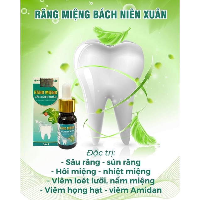 Răng miệng Bách Niên Xuân giúp giảm hôi miệng, sạch lưỡi, hết sâu răng 10ml