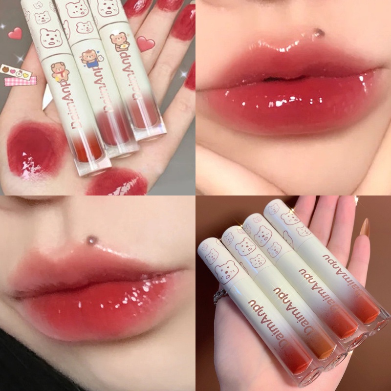 [Hàng Mới Về] Son Bóng Trang Điểm Chuyên Nghiệp Lâu Trôi Thiết Kế Vỏ Hình Gấu Dễ Thương