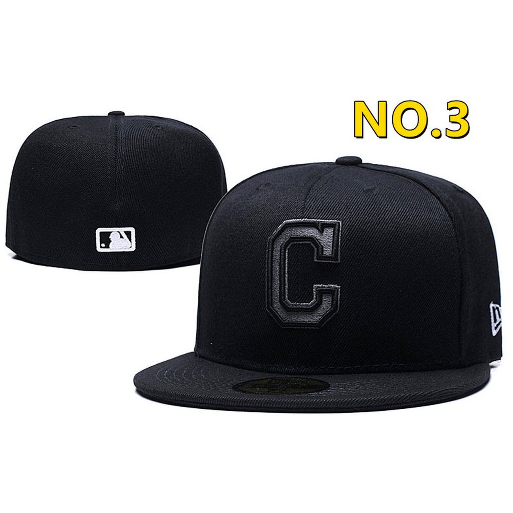 MLB Cliff Indians Baseball Team Non-Adjustable Baseball Cap Full Seal Cap Size Flat Brim Hat Hip Hop Baseball Cap Couple Hat Sun Hat Street Fashion Hat Unisex Size Pl