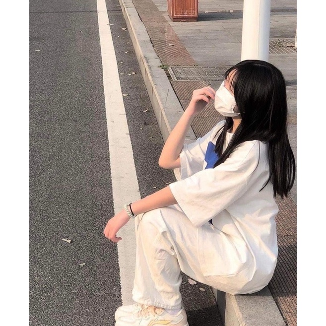 Bộ đồ Nữ áo Thun  Aa Quần Culottes trắng FREESIZE Set đồ nữ áo Thun trắng co giãn quần ống suông trắng