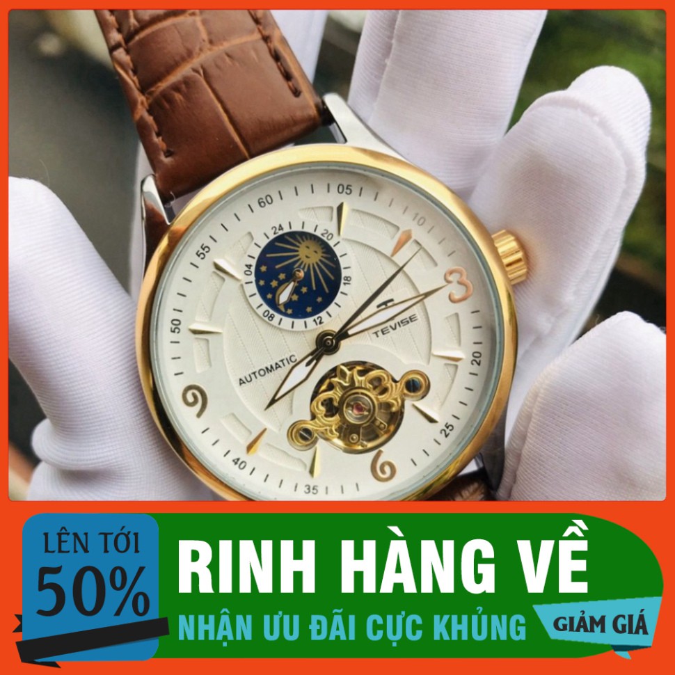 SIÊU SALE SIÊU HOT Đồng Hồ Nam Cơ Tự Động Automatic Chính Hãng TEVISE Dây Da Cao Cấp Đẹp Giá Rẻ Chống Nước Chống Xước HÀ