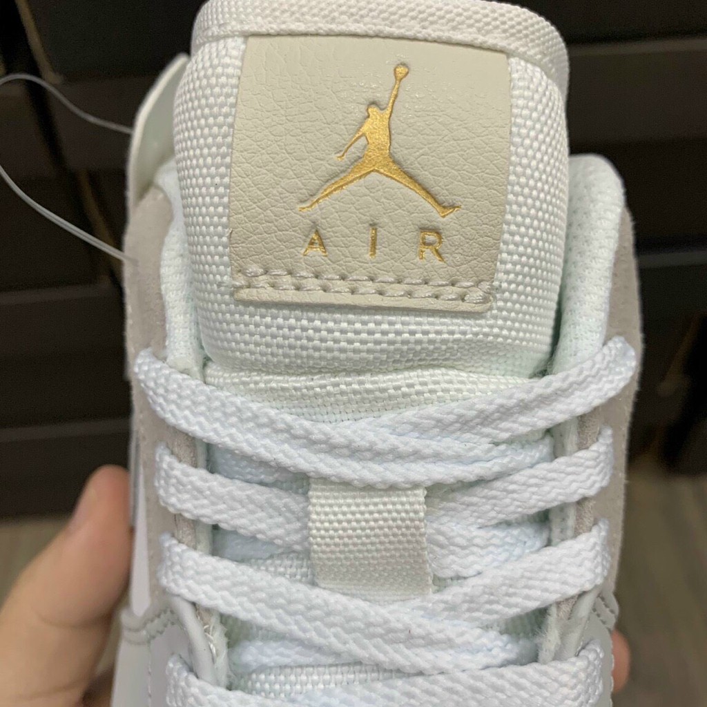 Giày 𝐉𝐨𝐫𝐝𝐚𝐧 1 low paris màu xám gót xanh nam nữ, Giày sneaker JD 1 paris cổ thấp bản đẹp 2021