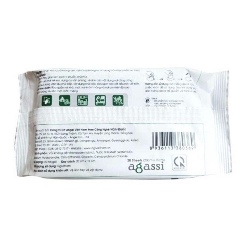 Combo 5 gói khăn ướt cồn Agassi Dr.Cleaner 20 tờ