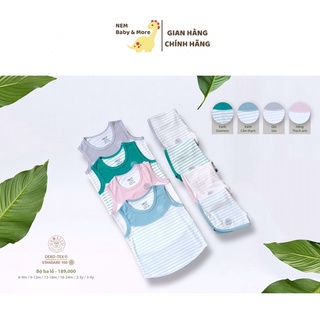 Bộ ba lỗ hrnee cho bé chất liệu vải modal màu pastel cực chất
