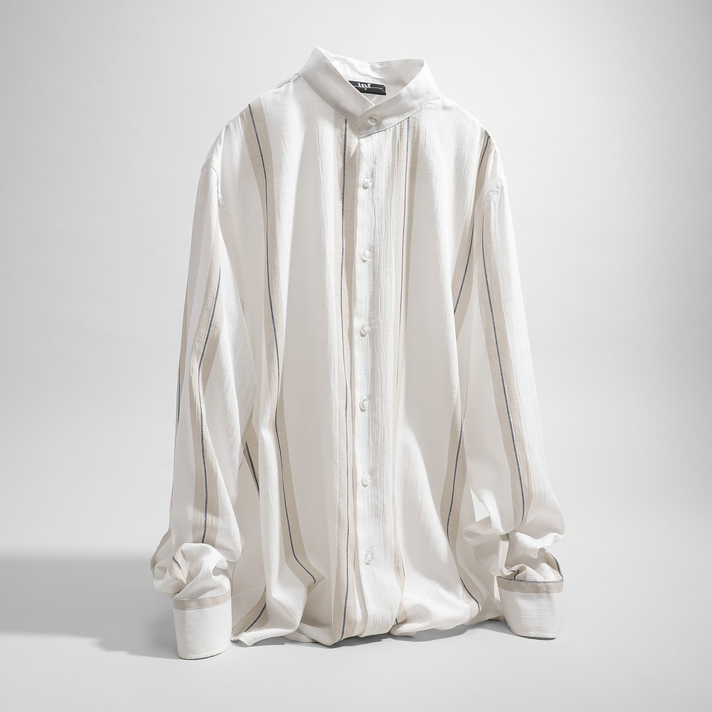 Áo Sơ Mi Nam INF Cổ Trụ Kẻ 2 Màu, Chất Vải Linen Cotton Dày Dặn Cao Cấp, SM004986, SOMEHOW
